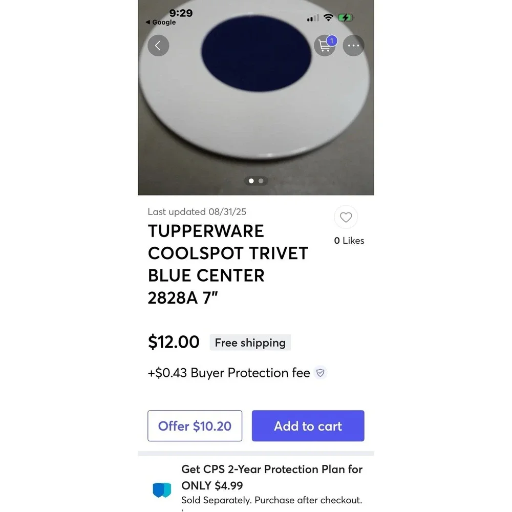 Tupperware Cool Spot Dark Trivet Spoon Rest VTG‎ Navy Blue & White 2828A-6  7 in